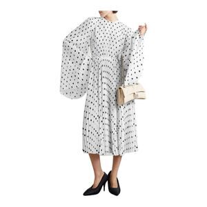 Balenciaga Pleated Polka Dot Crepe Midi Dress Size 6 (38)